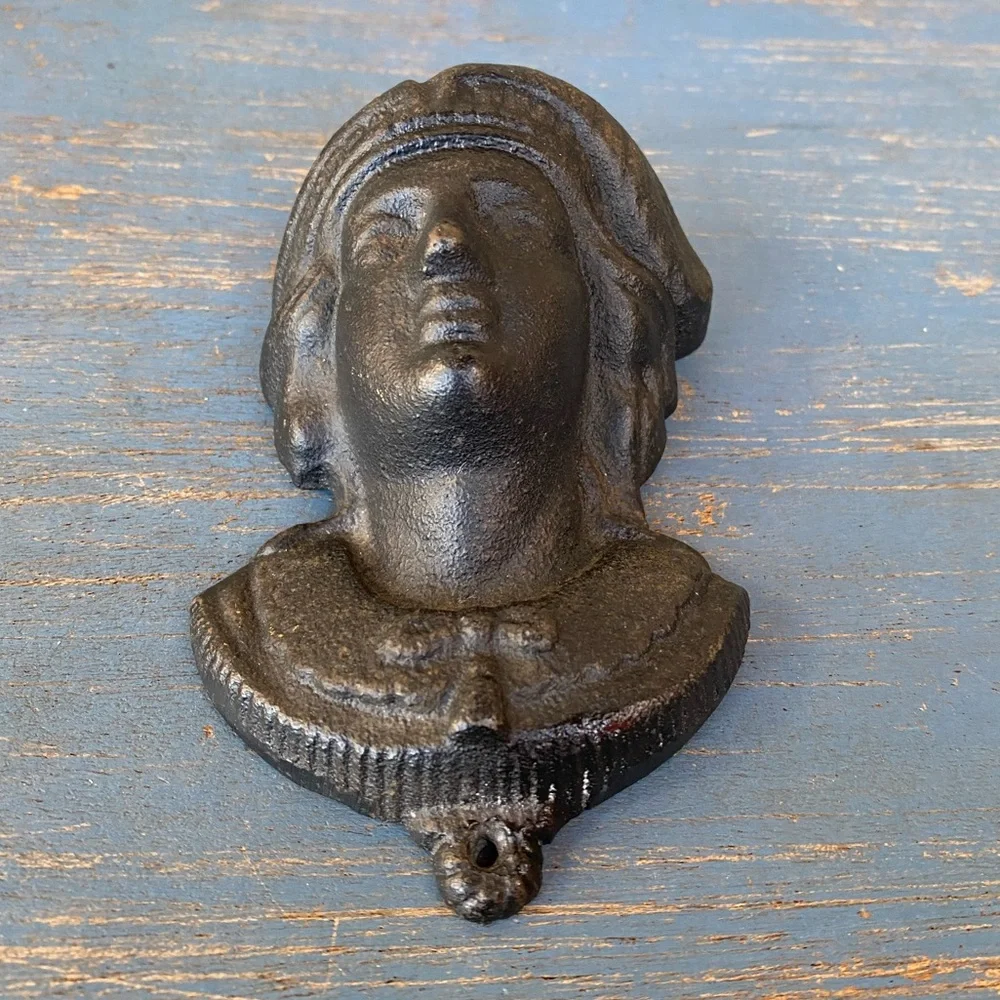 Black Cast Iron Wall Hanging Match Holder Hook Numbered Vintage Condition